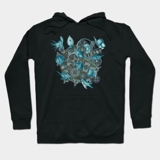 Ernst Haeckel Cerulean Peridinea on Cerulean Diatoms Hoodie